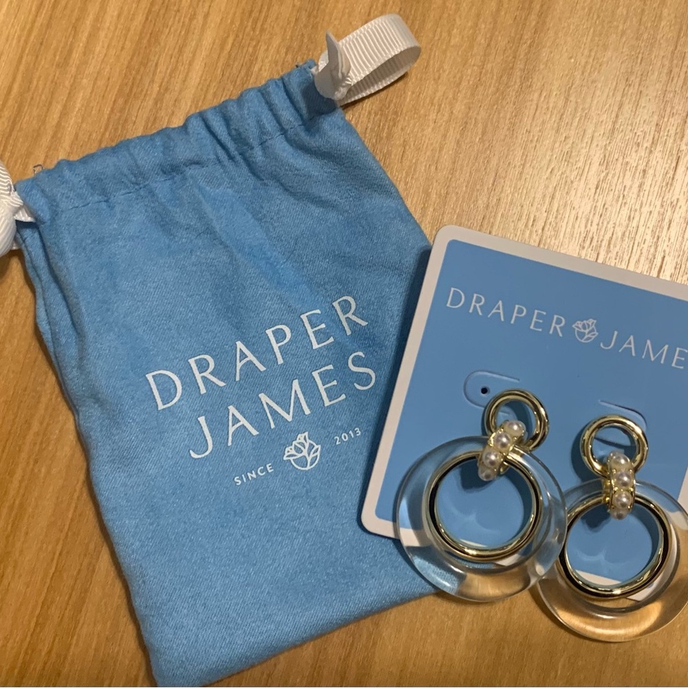 Draper James Gold and Clear Circle Earrings